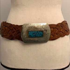 Braided leather belt